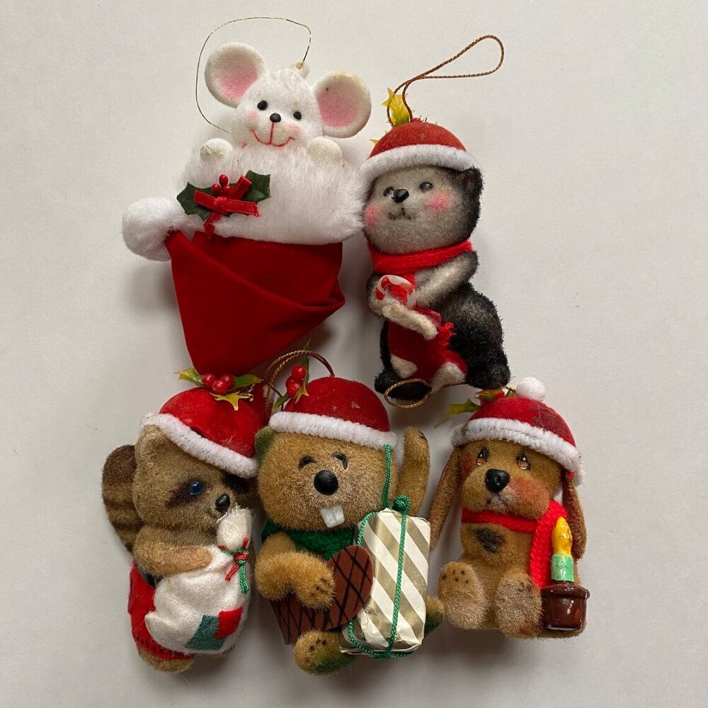 Woodland Flocked Critters Christmas Ornaments Adorable Morgan